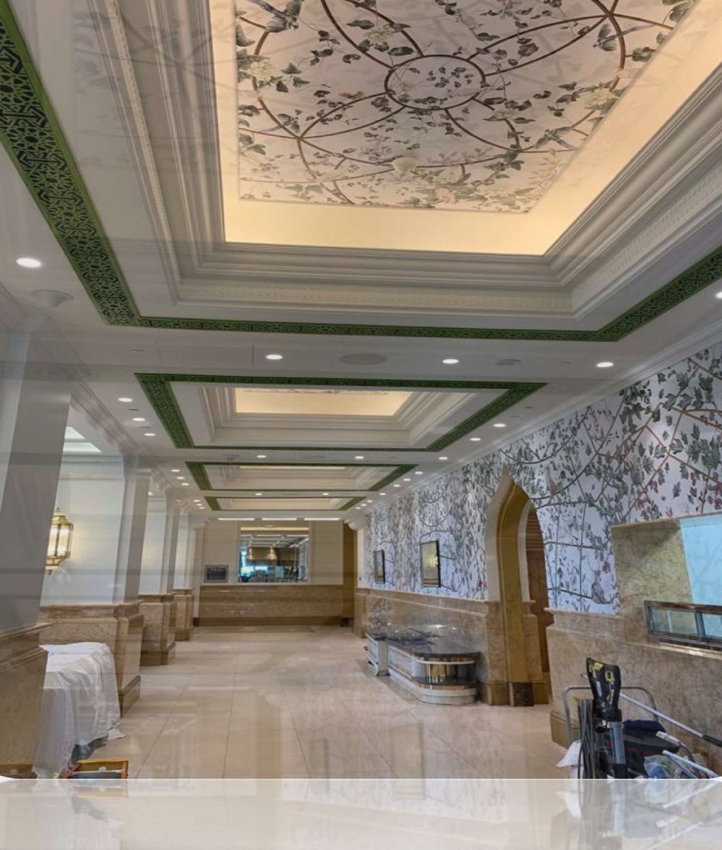 Decorative painted ceiling panels at Le Vendome Restaurant, Emirates Palace, Abu Dhabi